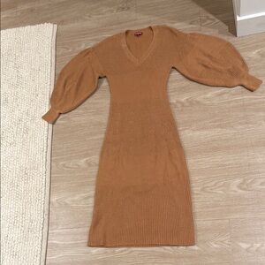 Elegant Tan Knit Dress